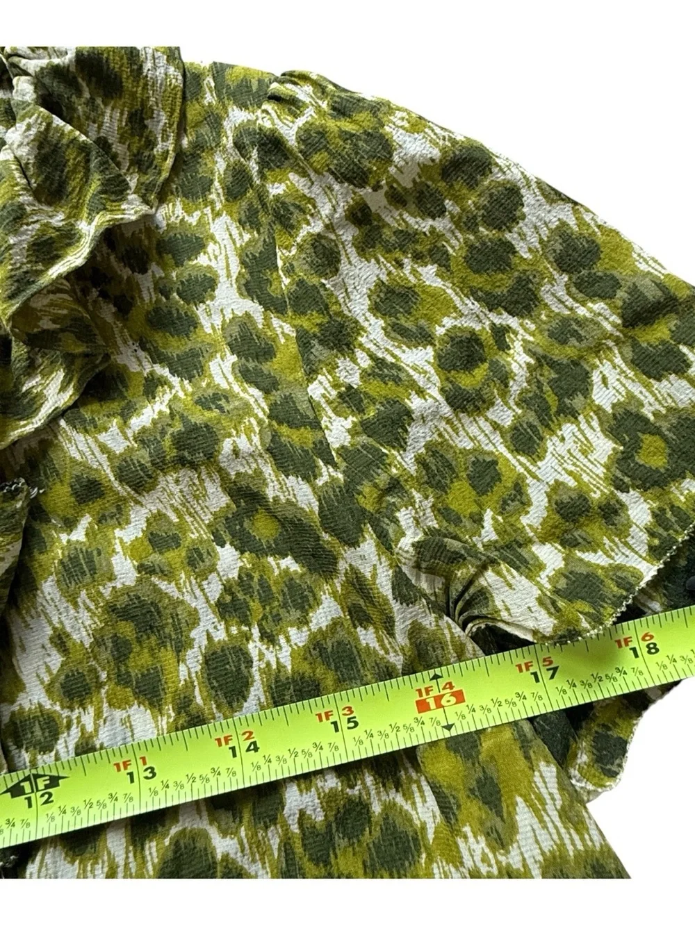Kate Spade Silk Wool Leopard Print Ruffle Blouse Green Bow Top M Office Chic